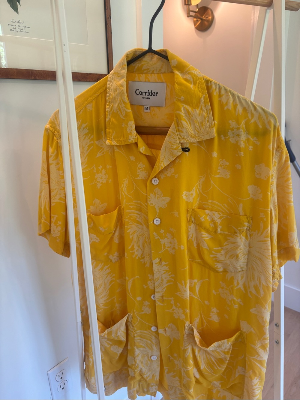 Men's Corridor Yellow Floral Short-Sleeve Button Down Shirt